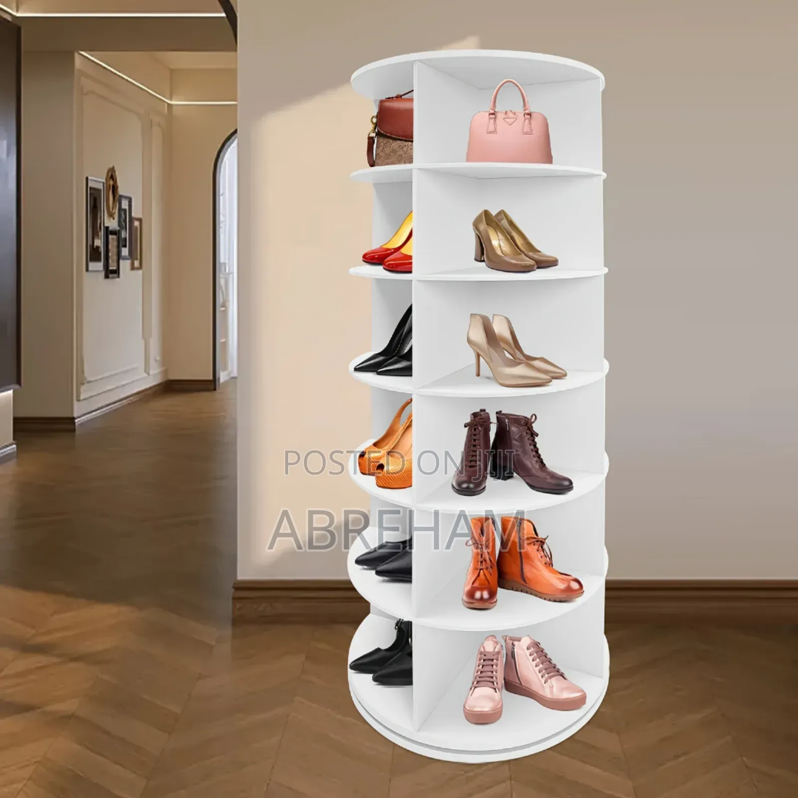 Rotating Shoe Rack - 360° የሚሽከረከር የጫማ እና ቦርሳ ማስቀመጫ