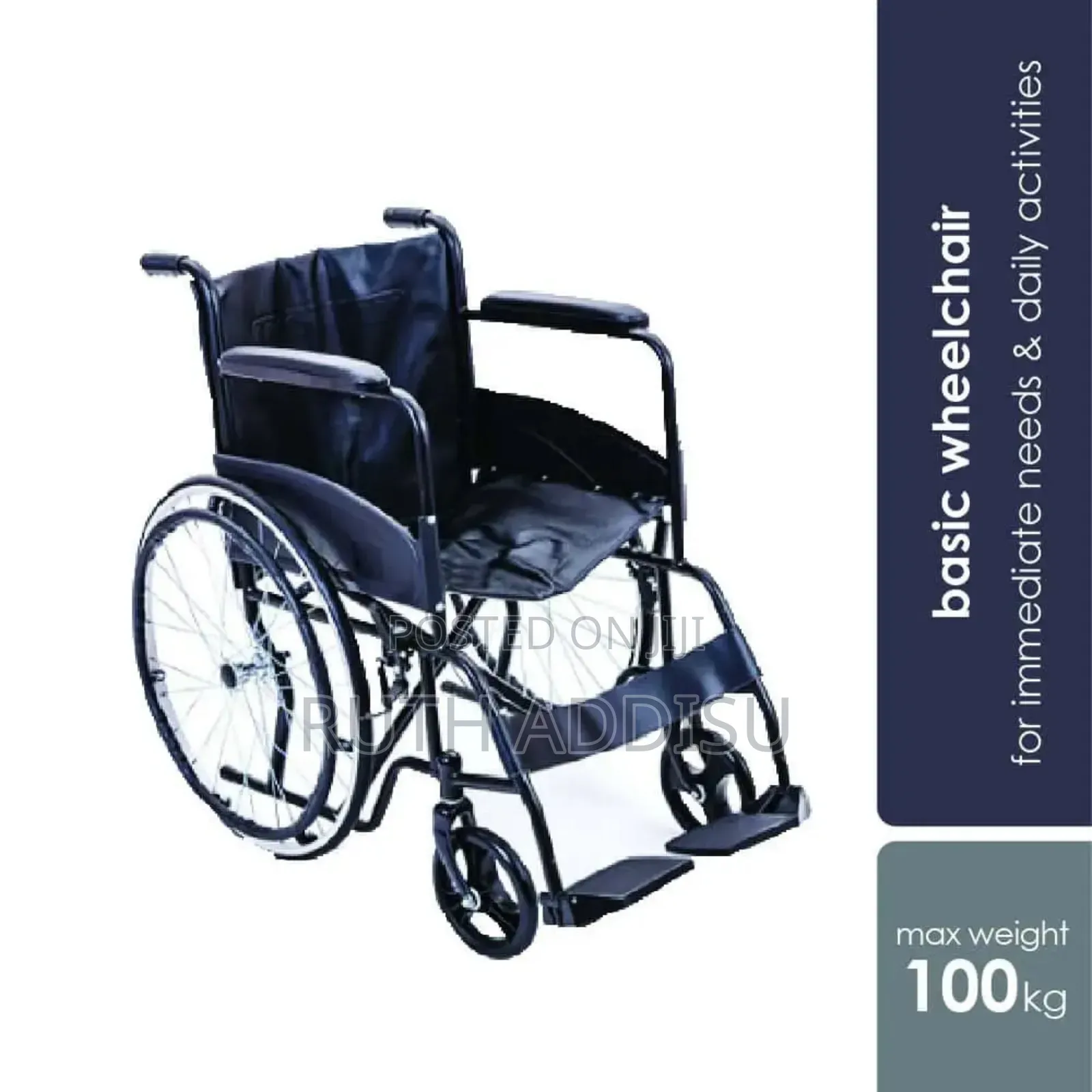 Hospitech Standard Wheelchair With PVC Footplate (Sk-Kl809-Pvc) | For