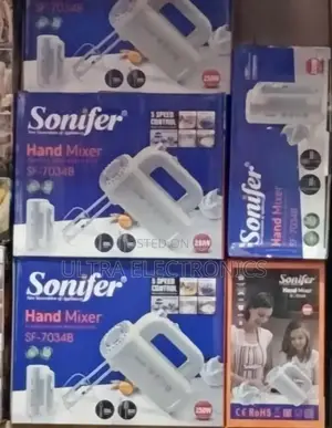 Sonifer Hand Mixer, Model Sf-7034b. Power: A 250-Watt Motor.