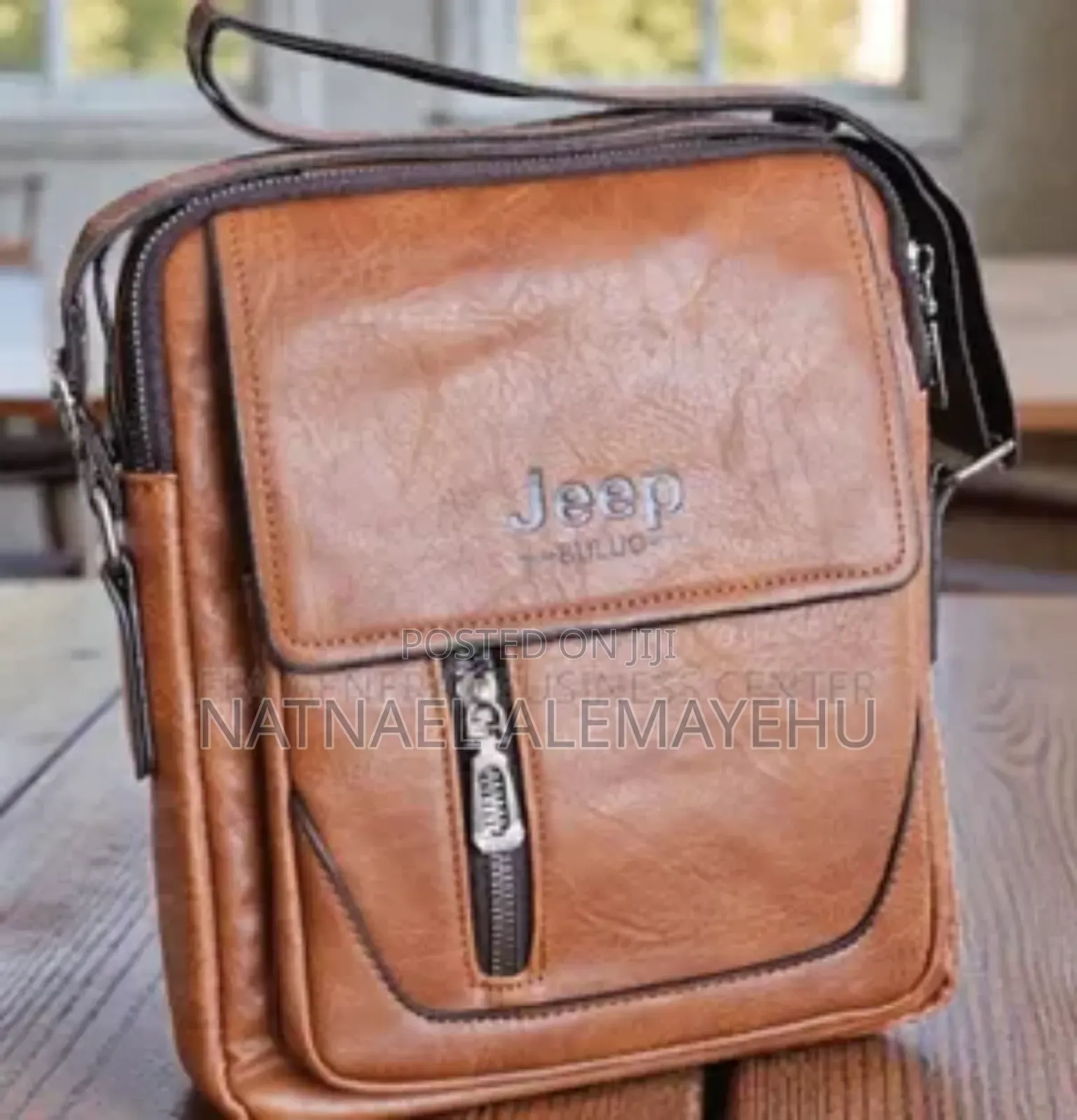 Jeep Buluo Branded Men's Leather Crossbody Shoulder Sling Bag.