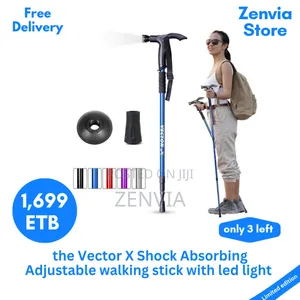 The Vector X Shock Absorbing Adjustable Walking Stick With Led Light