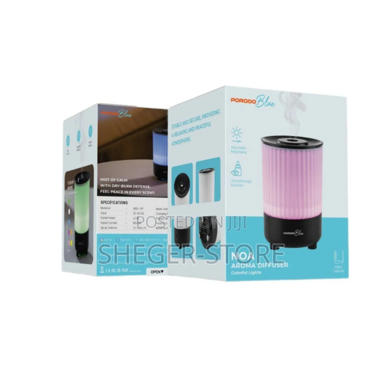 Brand New Orginal Porodo Noa Aroma Diffuser With Colorful Lights