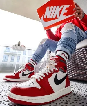 Nike Air Jordan 1(100% Original) For Men's Red X White