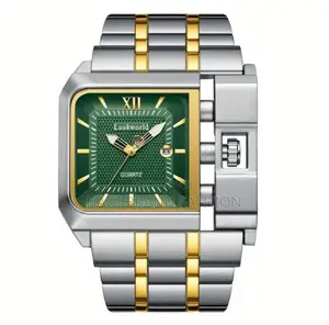 Mens Watch Square Large Dial Design Full Metal Strap Mens