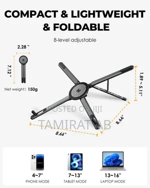A8 All-in-One Foldable Magnetic Phone, Tablet, Laptop Stand