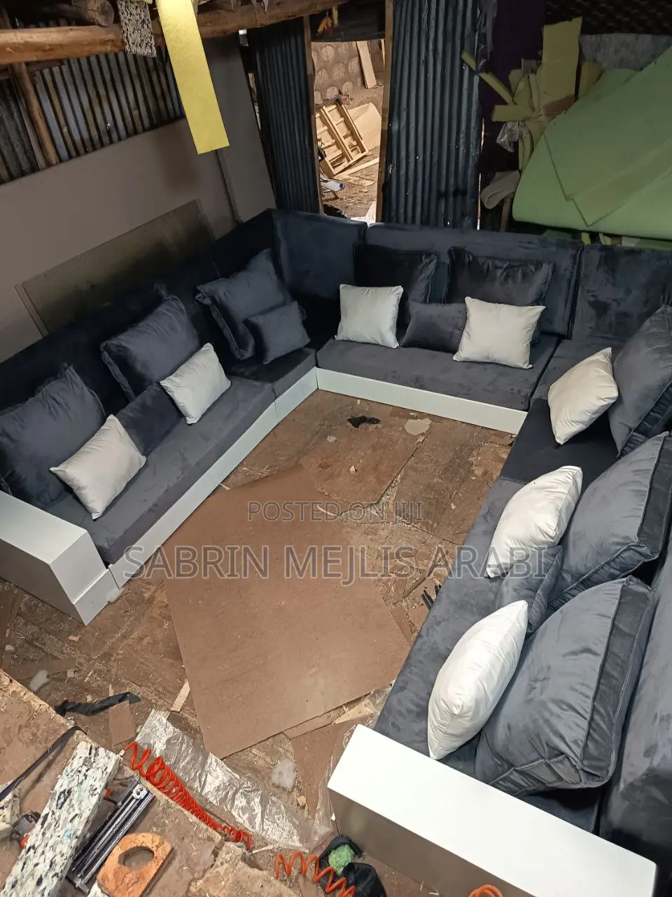 Grey and White MDF Arebiyan Mejlis