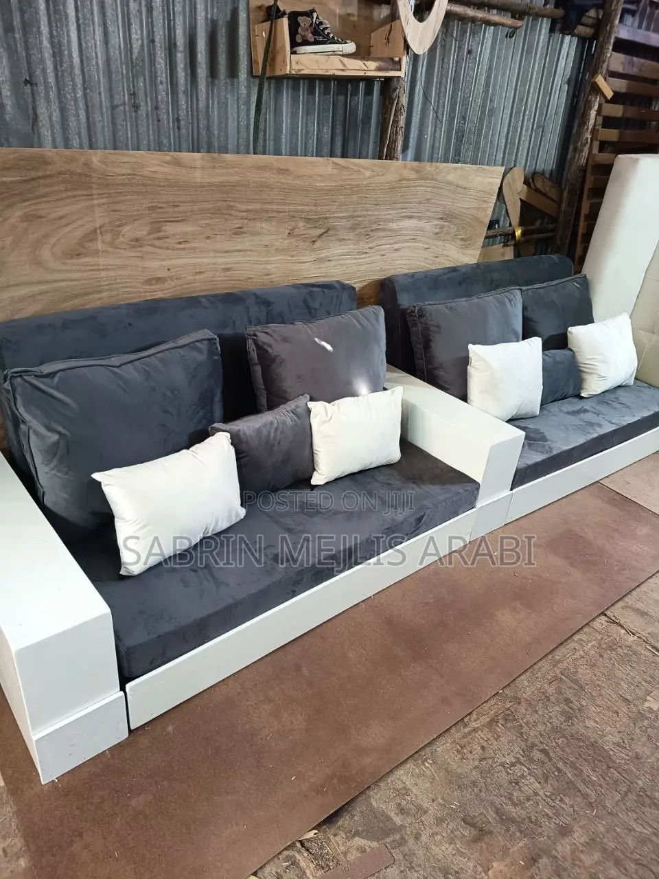 Grey and White MDF Arebiyan Mejlis