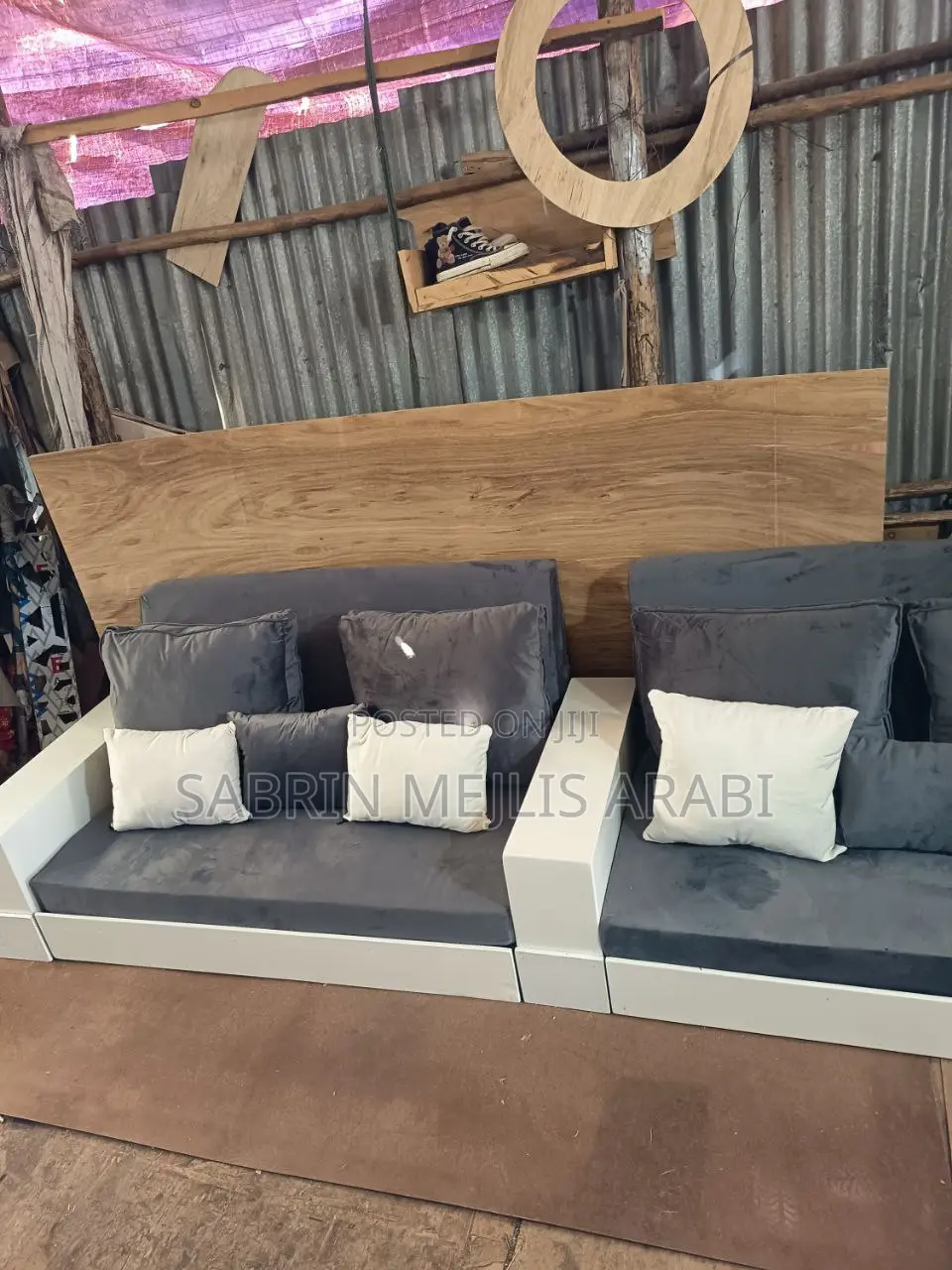 Grey and White MDF Arebiyan Mejlis