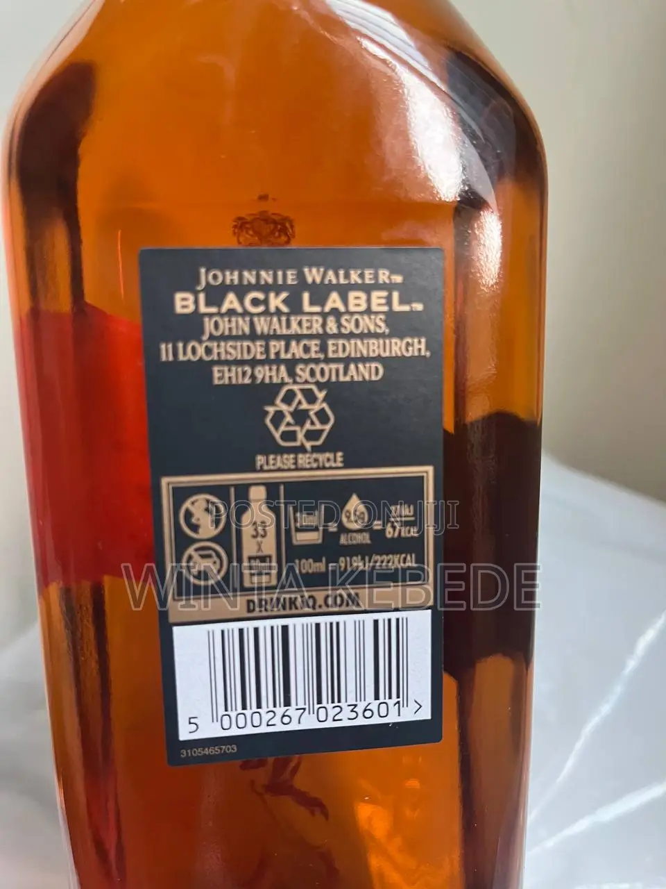 100% Original With a Bar Code Johnnie Walker Black Label Whisky (1l)