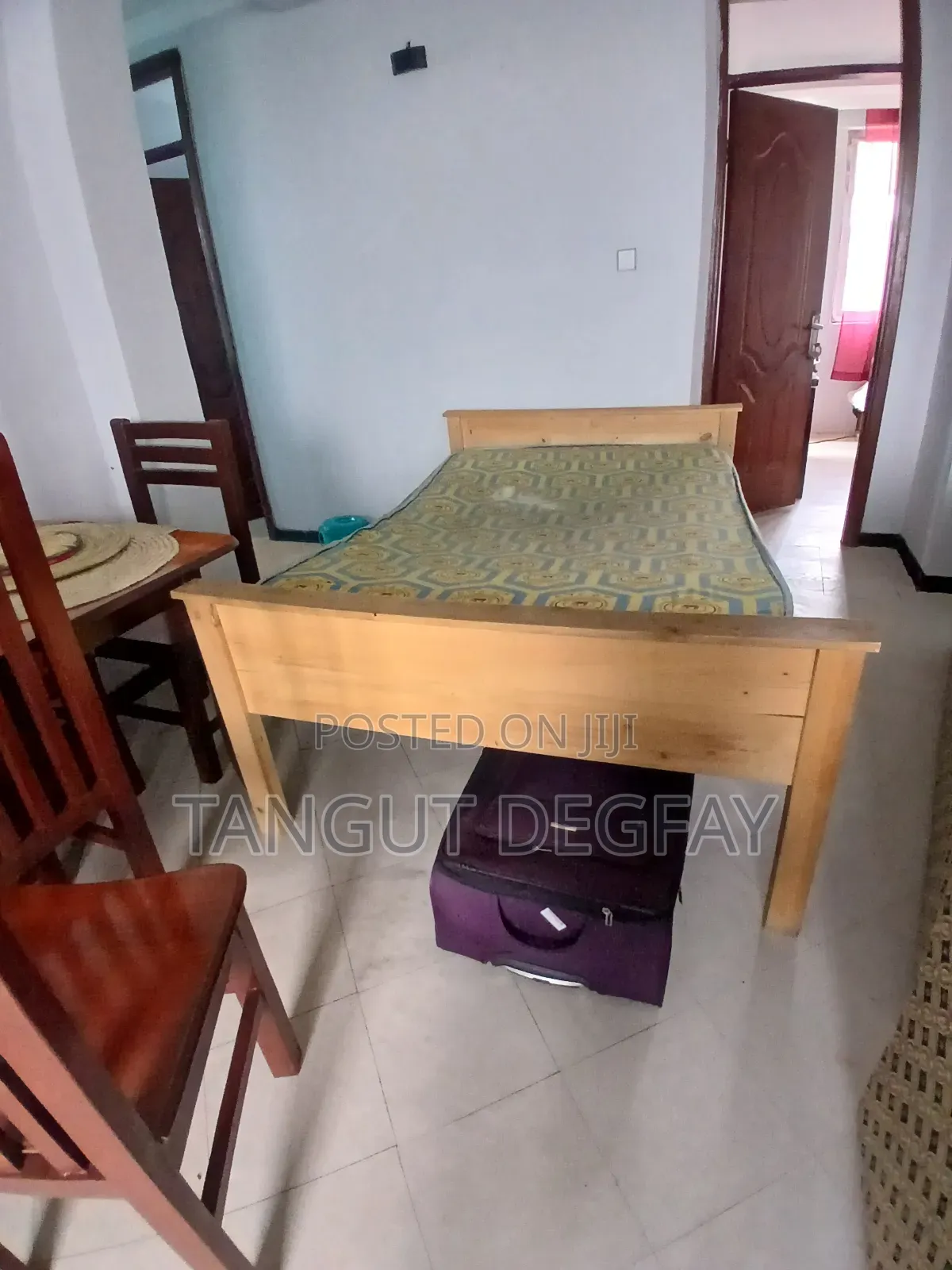 Wooden Bed 120x80 Cm, Long Hight for Storage