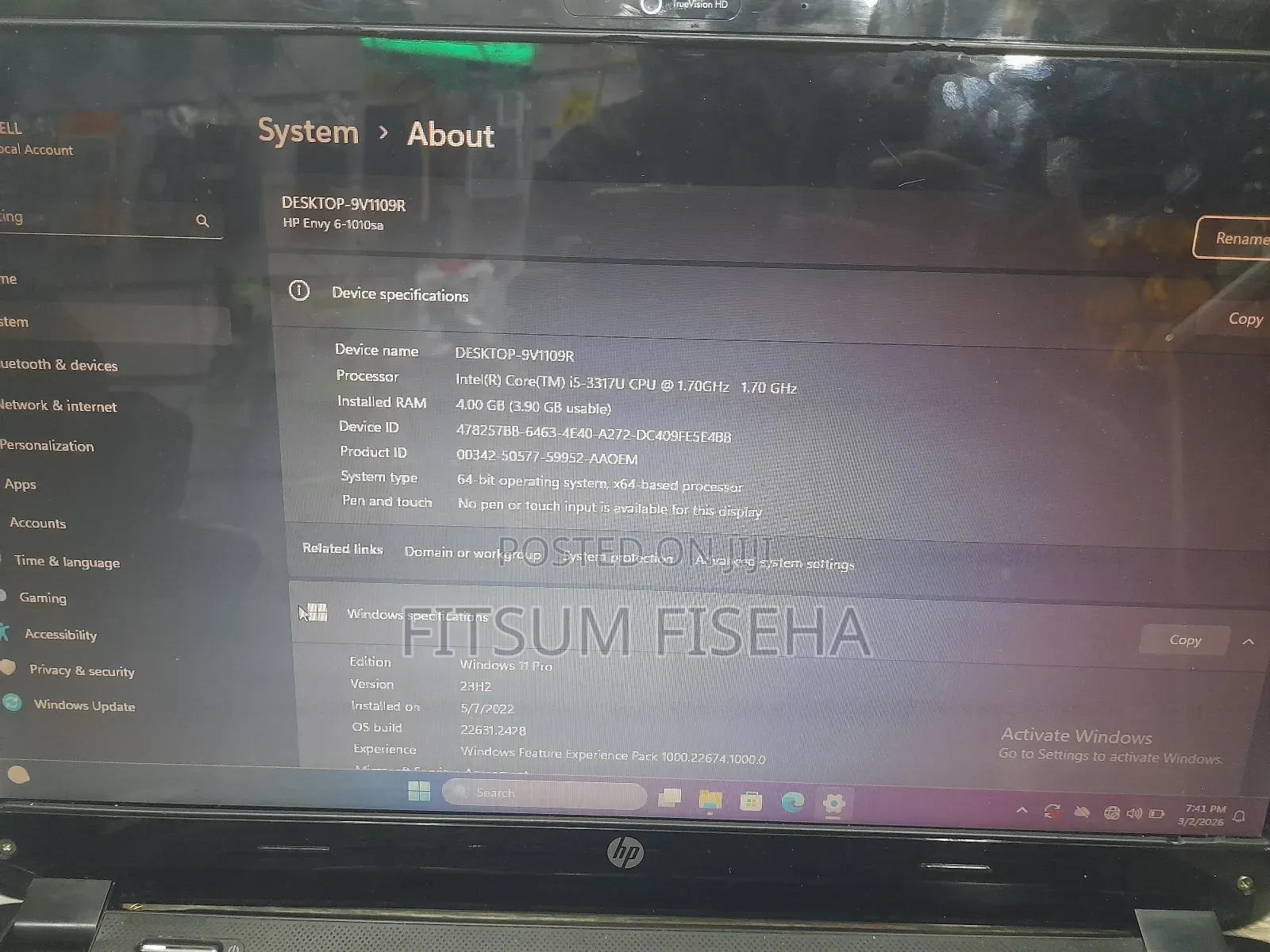 Laptop HP Envy 6 4GB Intel Core i5 HDD 1T