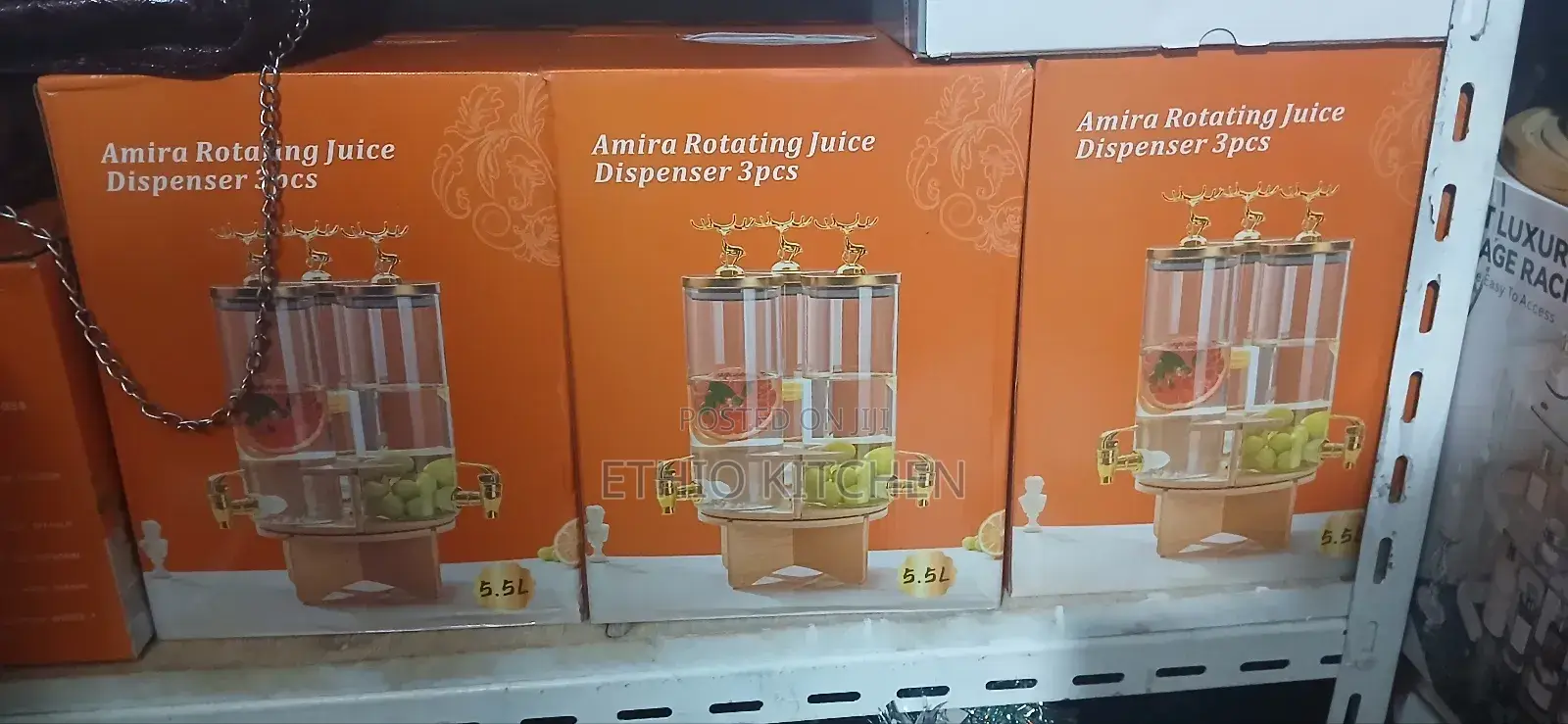 Rotating Glass Dispenser Jar With Wooden Rack