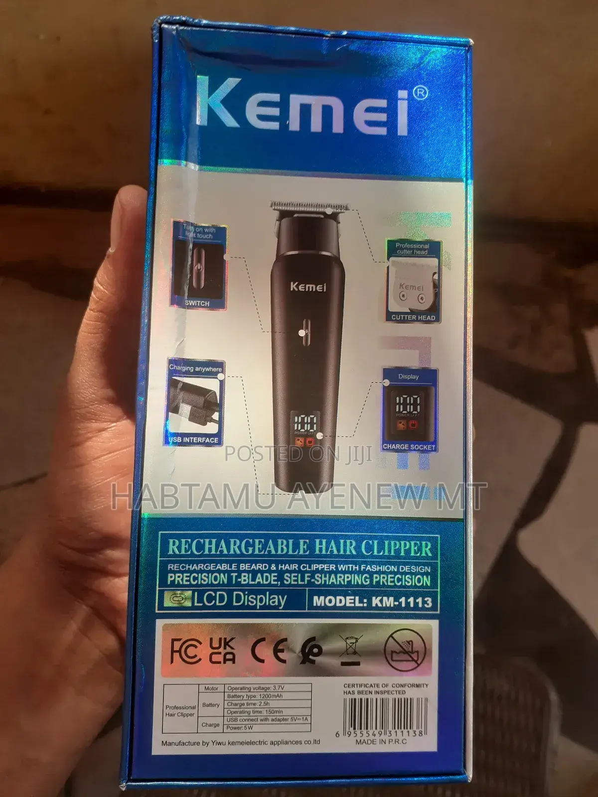 ኬሚ Km-1113 የፀጉር መስተካከያ Hair Clipper Tondos ቶንዶስ የተፃፈው ዋጋ አሁን ያለበት ነው!