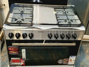 Fiesta 5-Burner Gas Cooker and Oven. Features a Stovetop 60/90