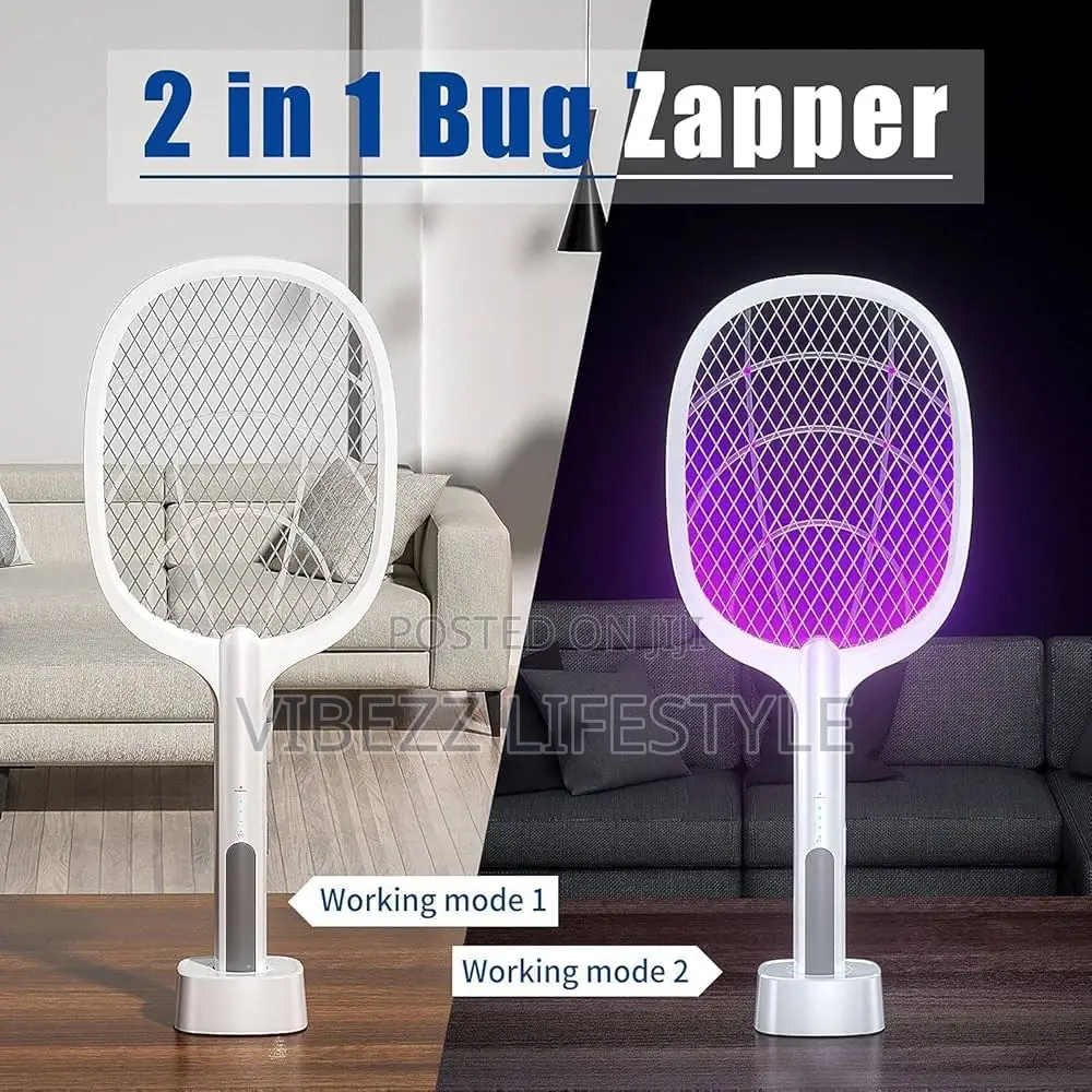 2-in-1 Rechargeable Electric Mosquito Swatter Uv Zapper Lamp