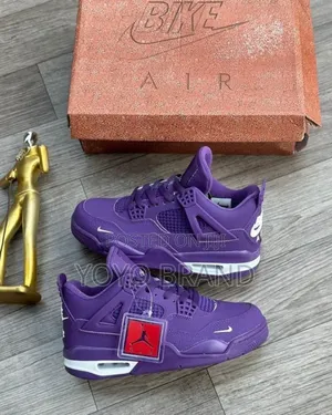 New Arrival Nike Air Jordan 4 "Bike"Purple Unisex Fashion Sneaker Shoe