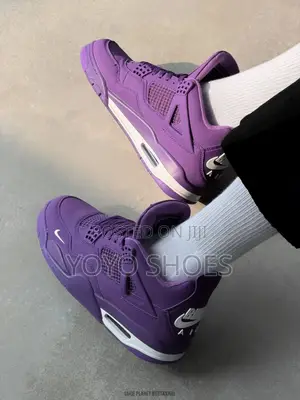 New Arrival Nike Air Jordan 4 "Bike"Purple Unisex Fashion Sneaker Shoe