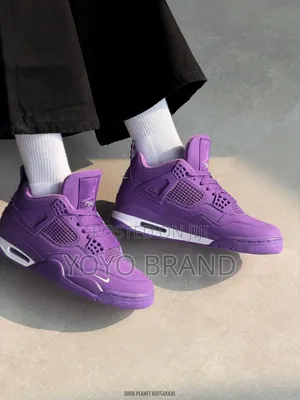 New Arrival Nike Air Jordan 4 "Bike"Purple Unisex Fashion Sneaker Shoe