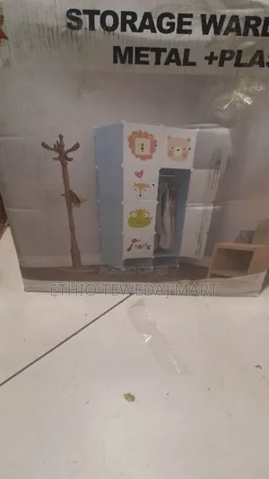 Storage Wardrobes Plastic +Metal ዘመናዊ የልብስ እና የጫማ ቁምሳጥን
