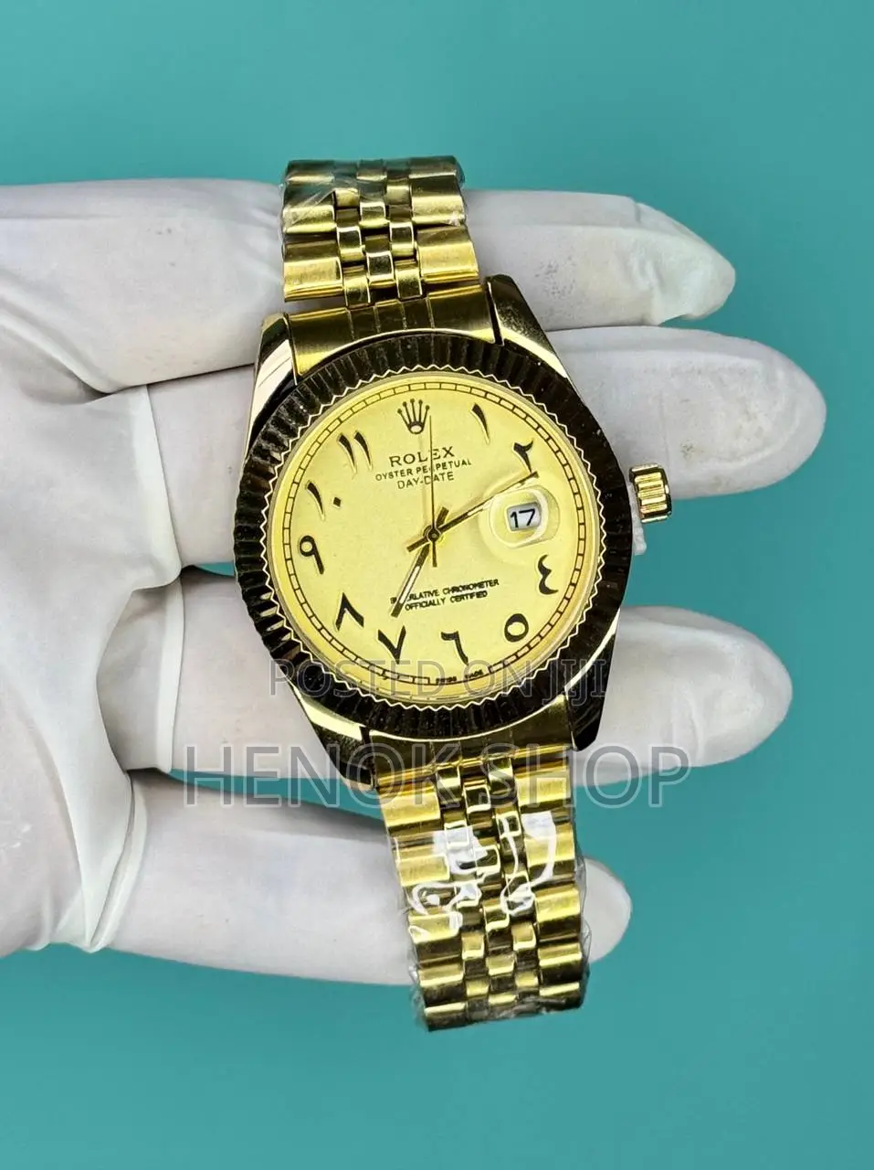 Rolex Men’S Luxury Watch – Arabic Dial, Metal Chain, Free Gift Box