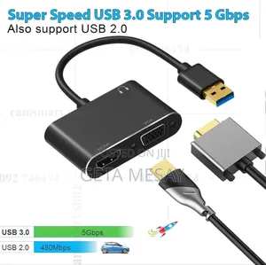 Usb 3.0 To Hdmi And Vga Adapter Dual Output Converter - 2 In 1 Video