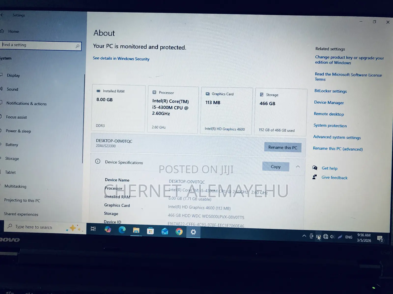 Laptop Lenovo ThinkPad L540 8GB Intel Core i5 HDD 500GB