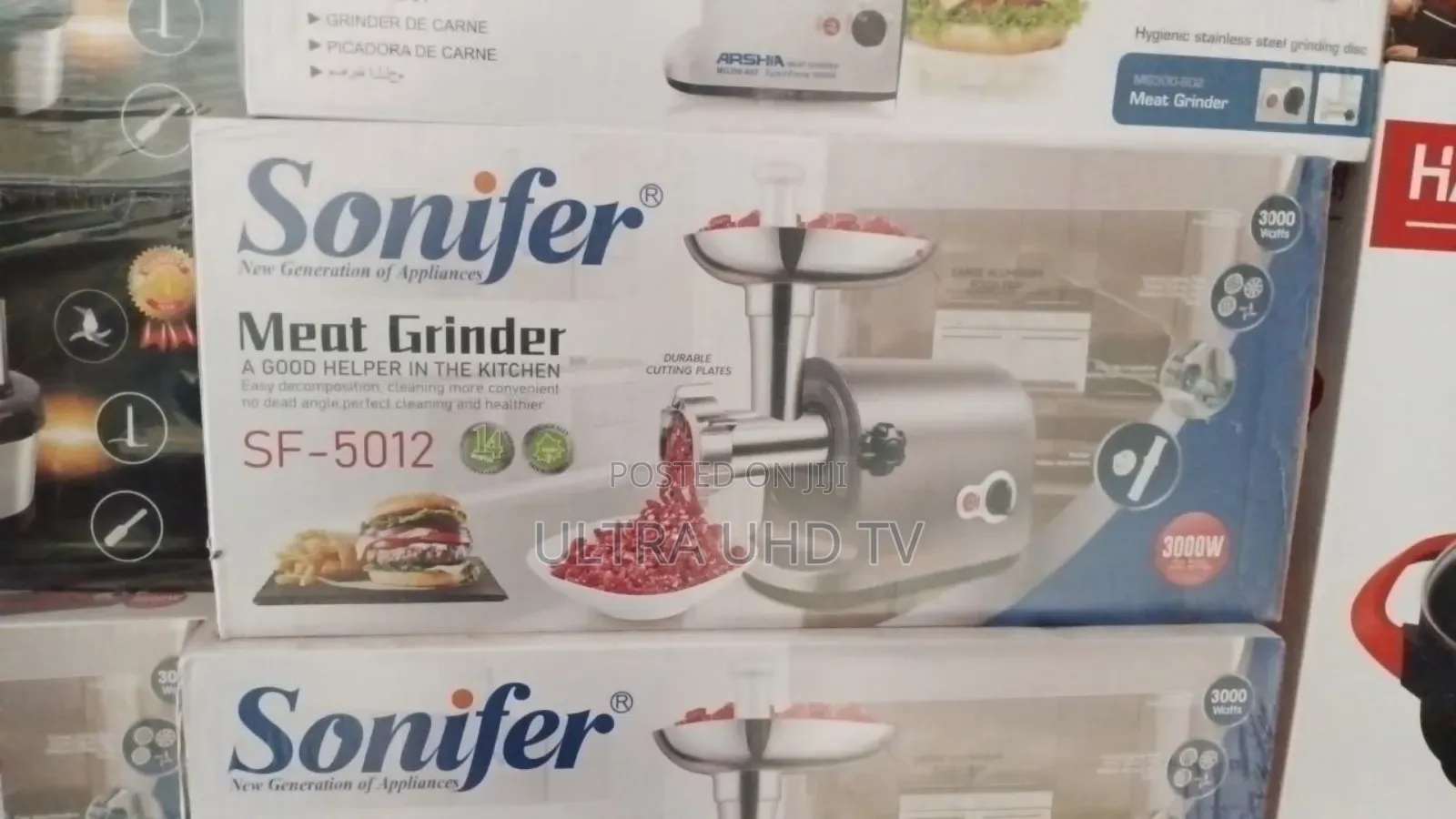 የስጋ መፍጫ ማሽን Sonifer Sf-5012 Meat Grinder. Power: 3000-Watt Motor.