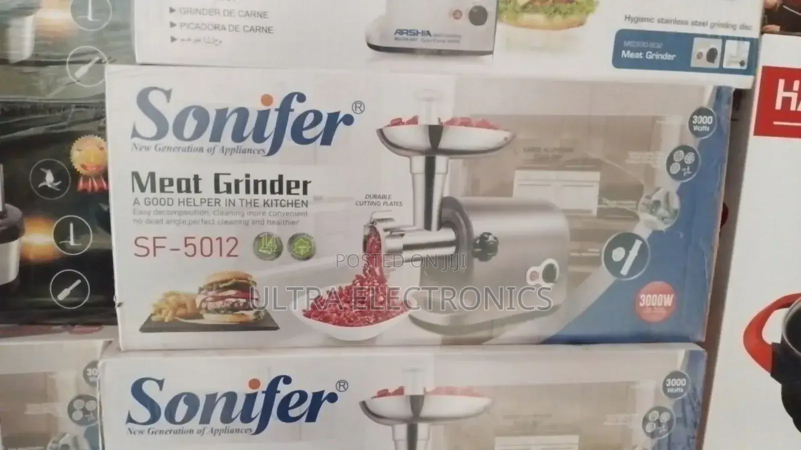 የስጋ መፍጫ ማሽን Sonifer Sf-5012 Meat Grinder. Power: 3000-Watt Motor.