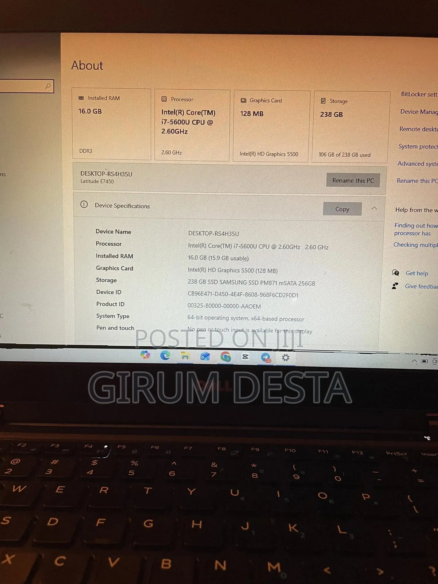 Laptop Dell Latitude E7450 16GB Intel Core i7 SSD 256GB