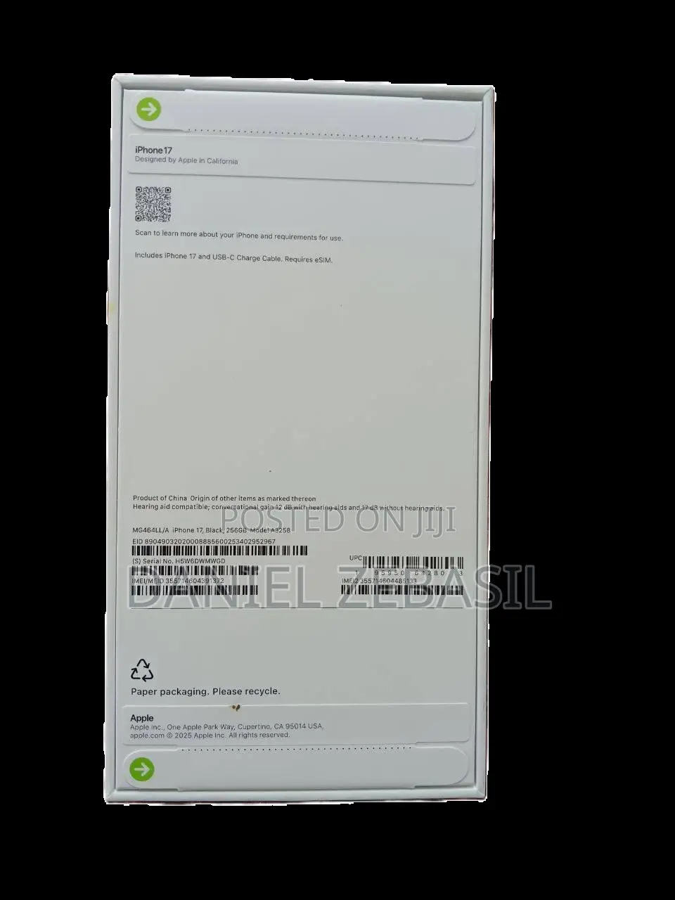 New Apple iPhone 17 256 GB Black