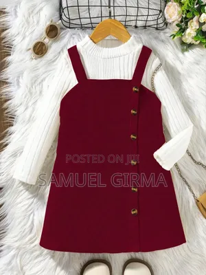 Mk- 0772 Toddler Girls Long Sleeve Top Button Design Suspender Skirt