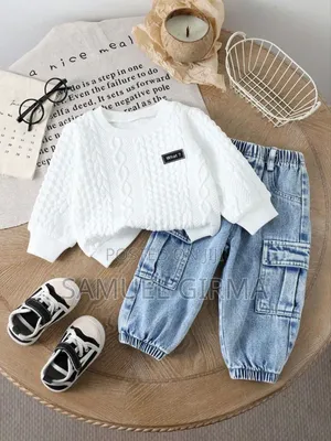 2pcs Baby Boy Letter Print Long Sleeve Sweatshirt and Cargo Pants Set