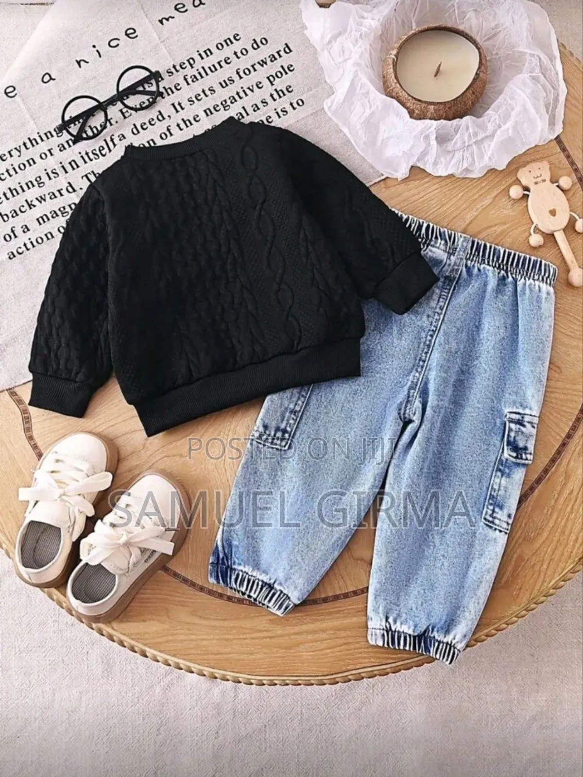 2pcs Baby Boy Letter Print Long Sleeve Sweatshirt and Cargo Pants Set