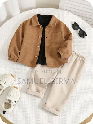 Mk- 0767 Boys 3 Piece Set Corduroy Shirt, Knit Tee Top and Pant Set
