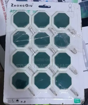 Plastic Stainless Steel Hexagon Adhesive Hook Set , 12 PCS