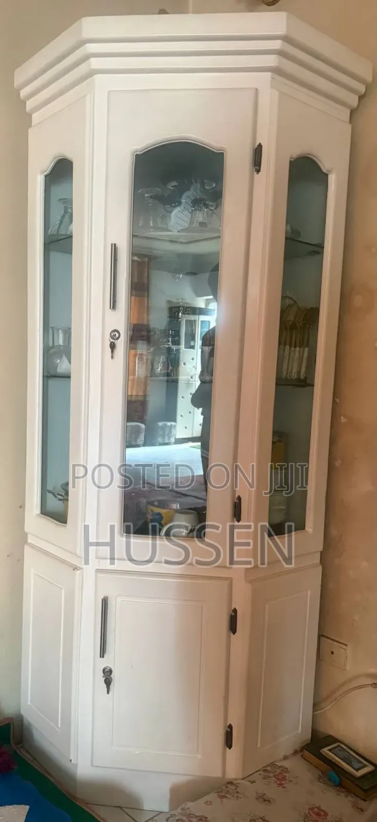 White Corner Display Cabinet