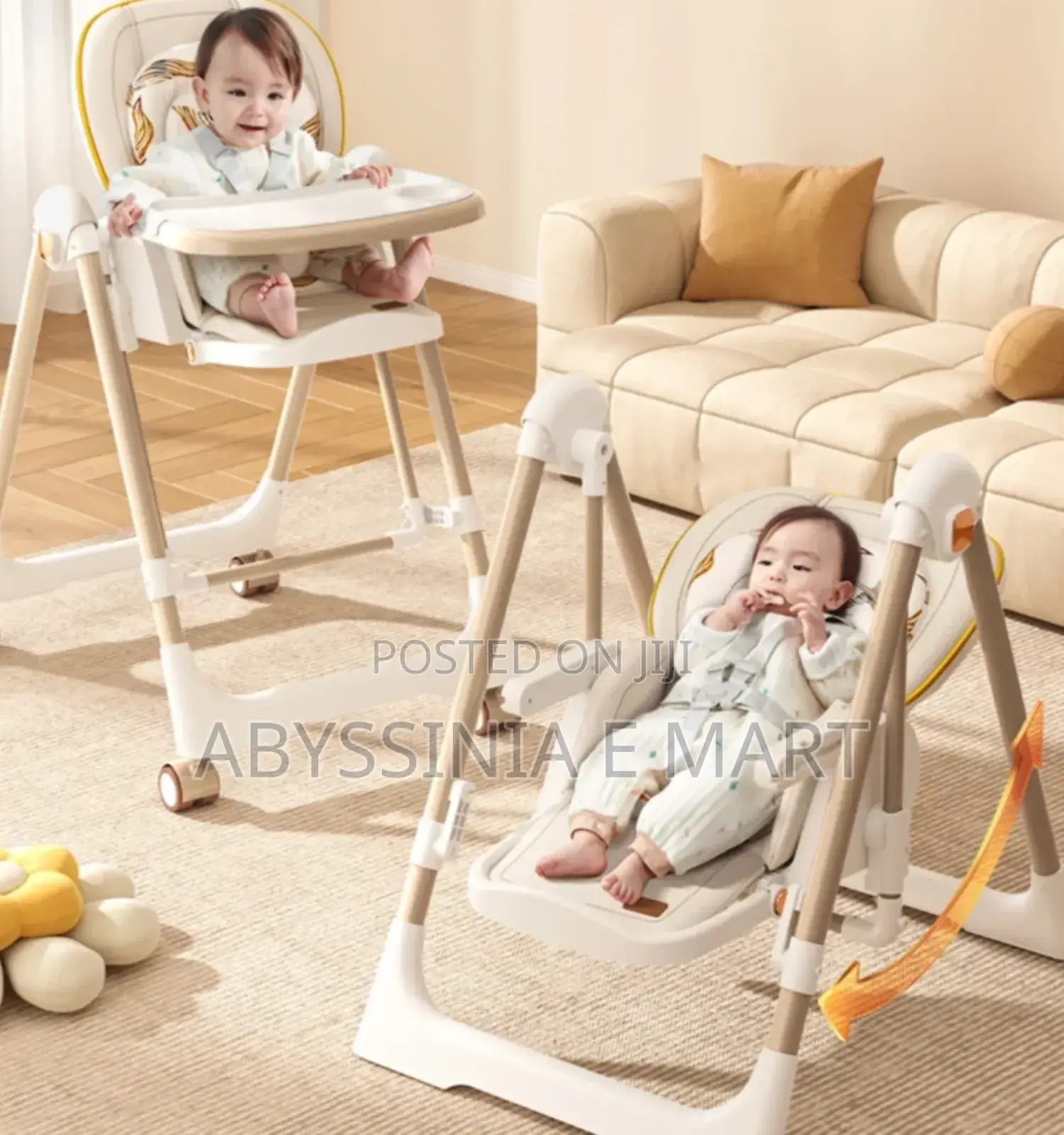 5-in-1 High Chair Multifunction ከመመገቢያ ወንበርነት በተጨማሪ ዣዋዥመዌ የሚሆን !
