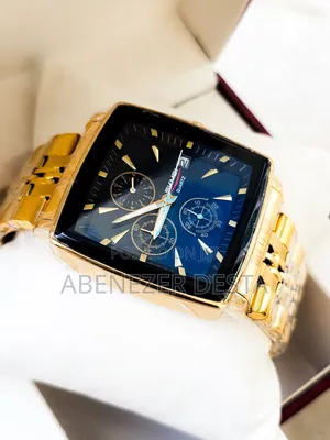 Gold-Toned Skmei Square Chronograph Watch Designed