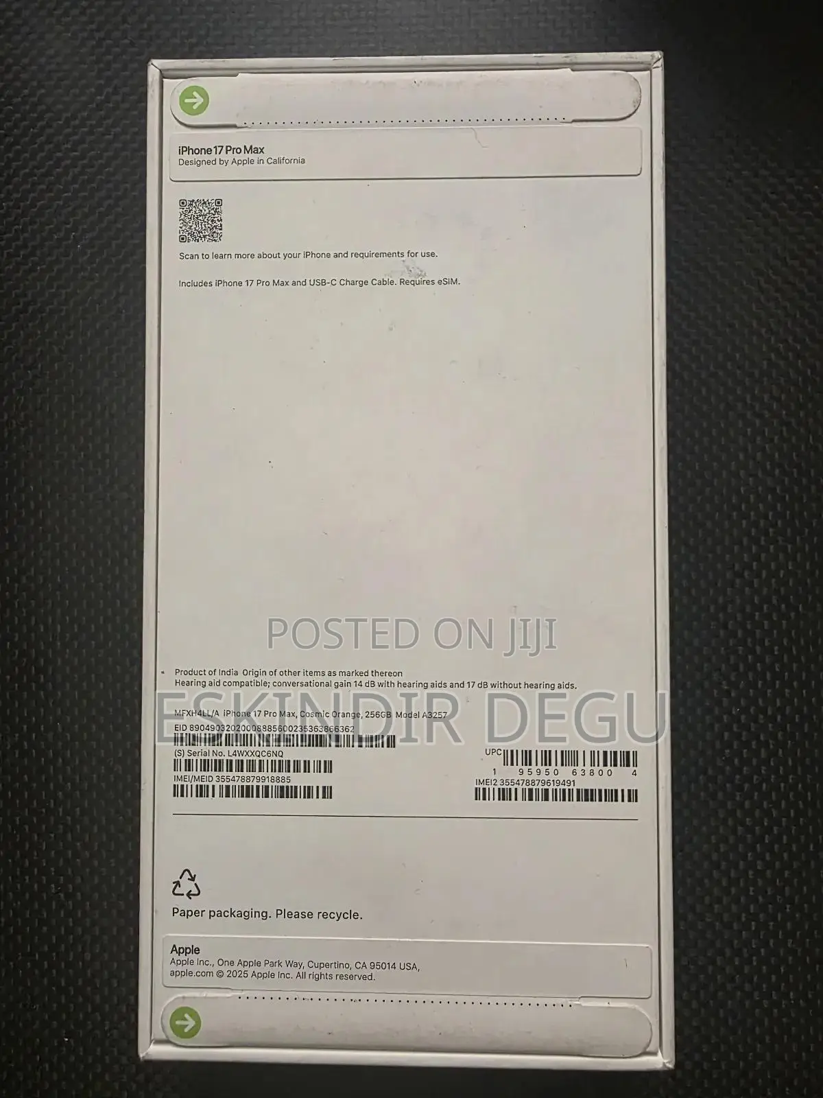 New Apple iPhone 17 Pro Max 256 GB Orange