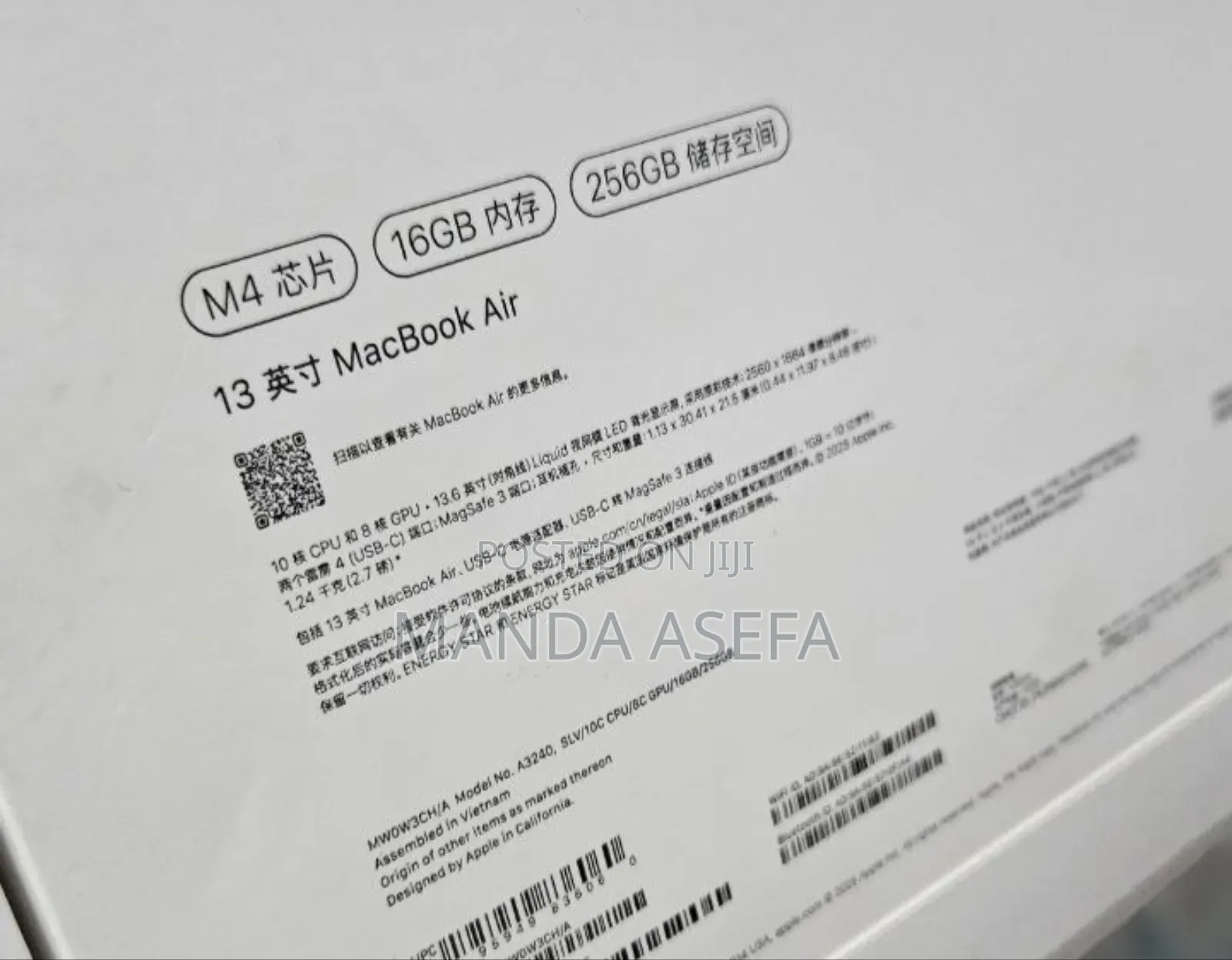 New Laptop Apple MacBook Air 2025 M4 13-inch 16GB Apple M4 SSD 256GB