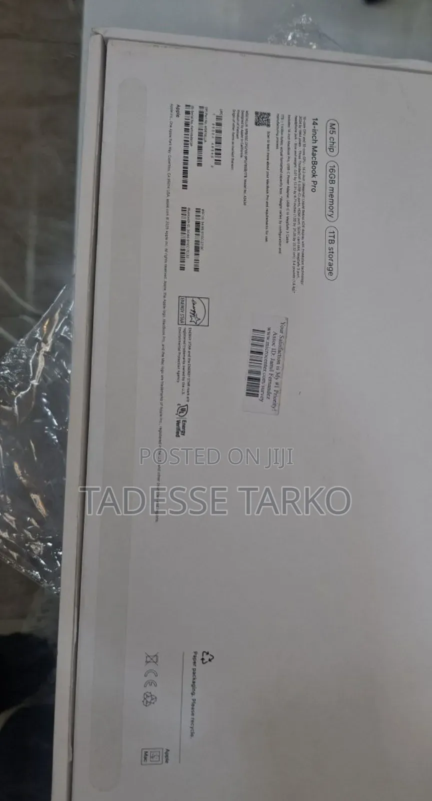 New Laptop Apple Macbook Pro 2025 M5 14-inch 16GB Apple M5 SSD 1T