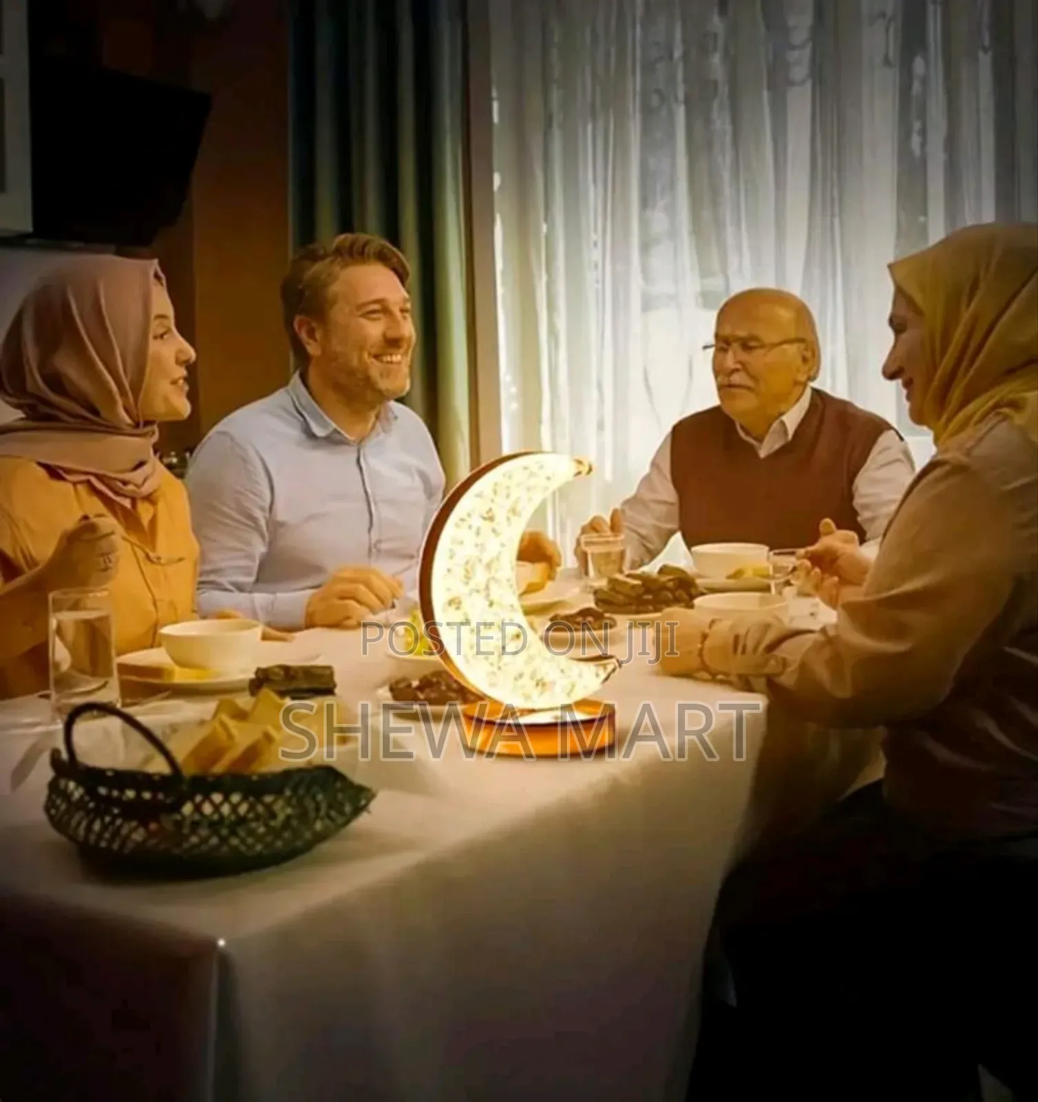 Ramadan Crescent Moon Shaped Led Touch Light: 3-Color Changing, Rechar