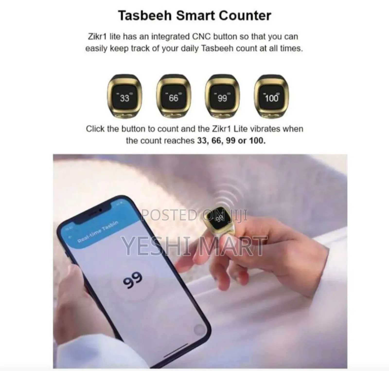 Muslims Islamic Prayer Smart Rings Unisex Azan Alarm Clock Finger Coun