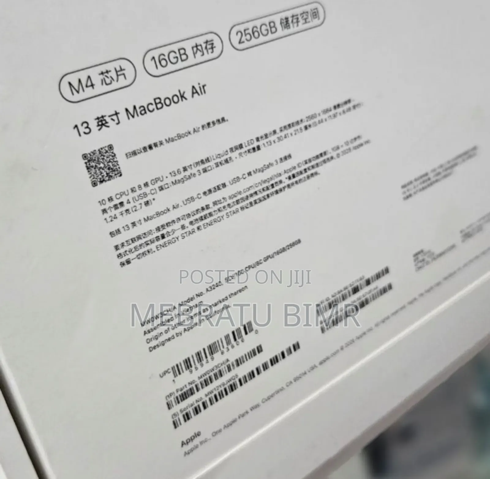 New Laptop Apple MacBook Air 2025 M4 13-inch 16GB Apple M4 SSD 256GB