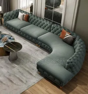 Blue Would L Shaped Sofa