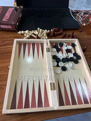 3in1 Wooden Game Set Chess+ Checkers + Backgammon ቼዝ + ዳማ +ባክጋመን