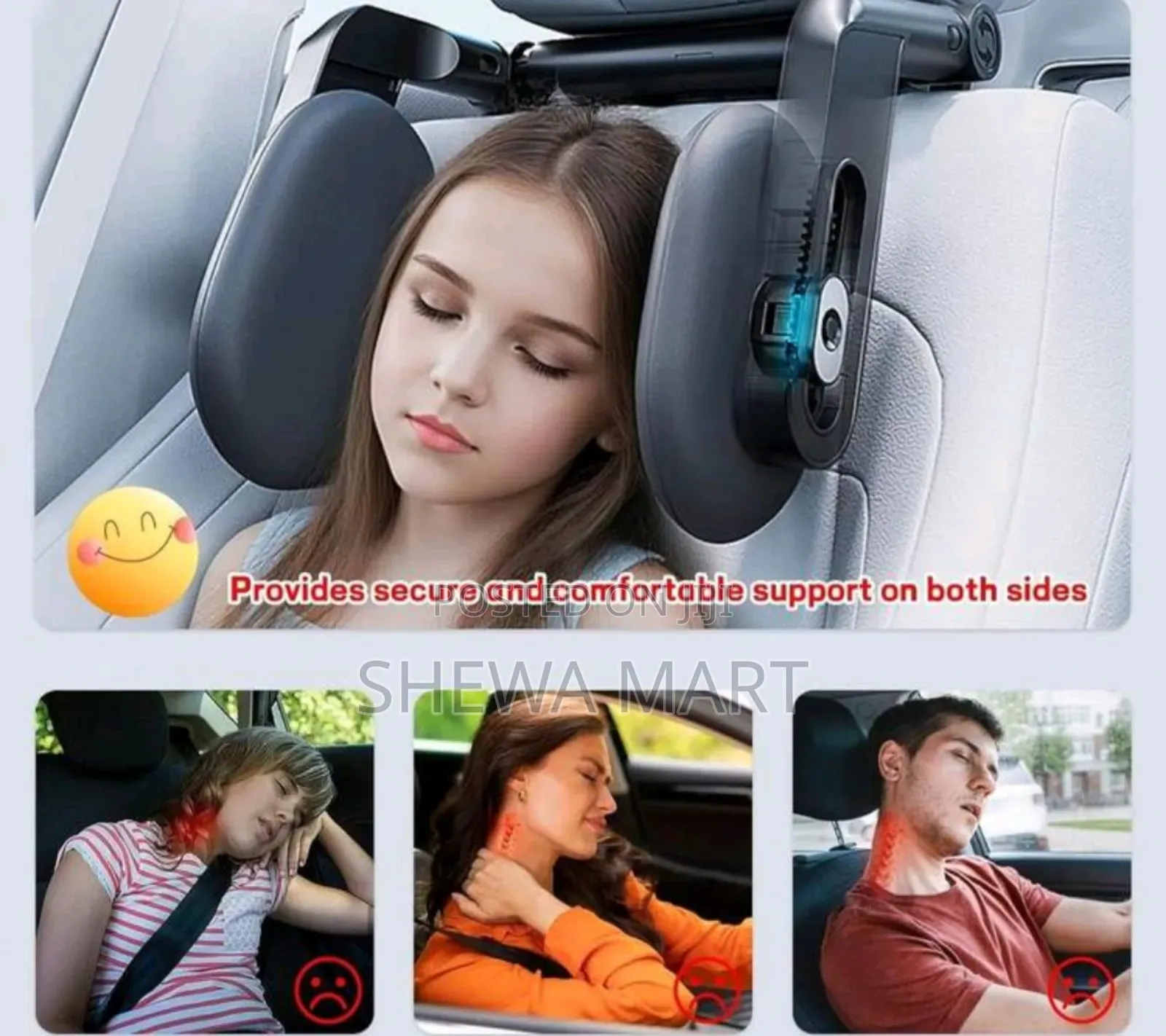 3-axis Linkage Dual Hook Multifunctional Car Headrest, Thick Memory