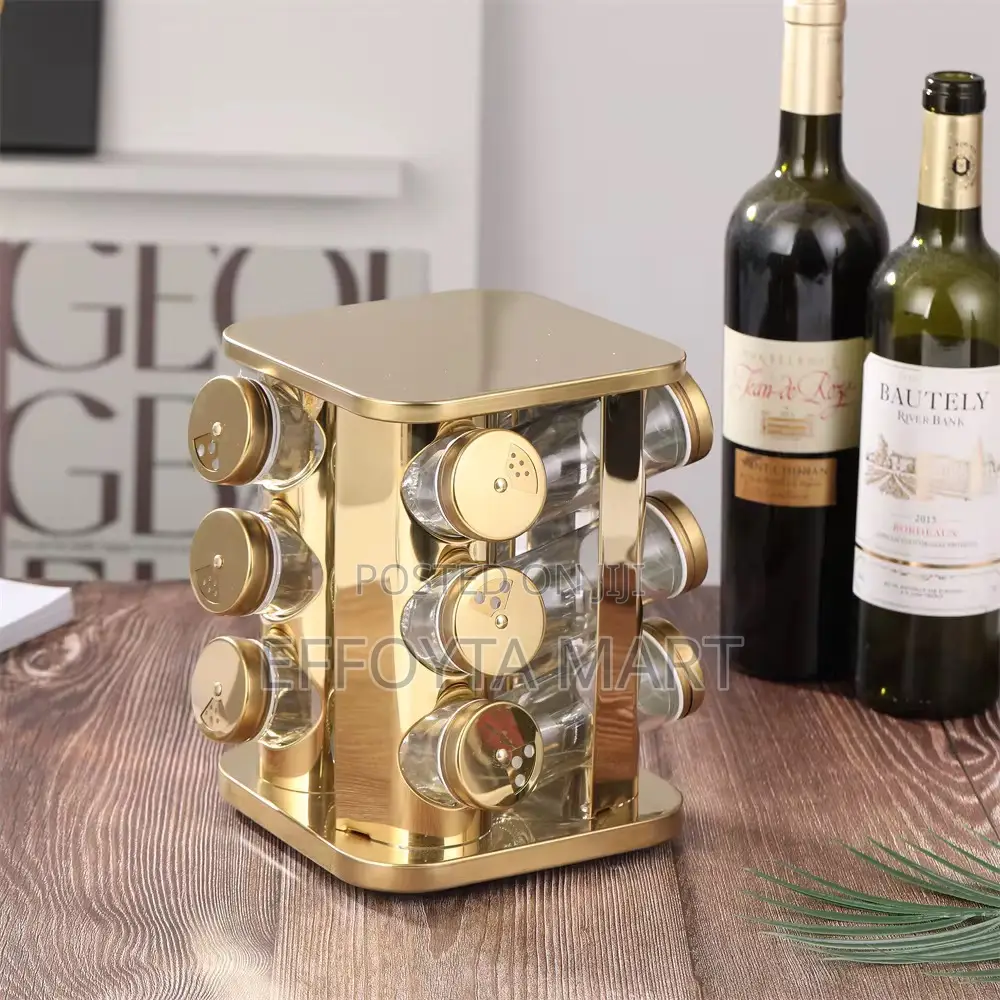 12 Jar Rotating Spice Carousel የቅመሞች ማስቀመጫ