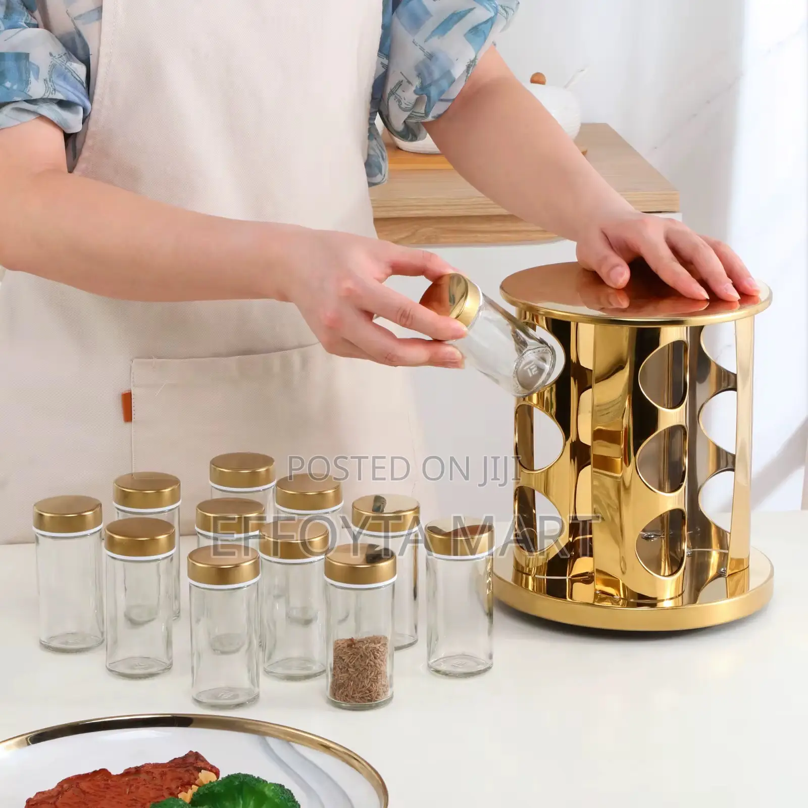 12 Jar Rotating Spice Carousel የቅመሞች ማስቀመጫ