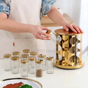 12 Jar Rotating Spice Carousel የቅመሞች ማስቀመጫ